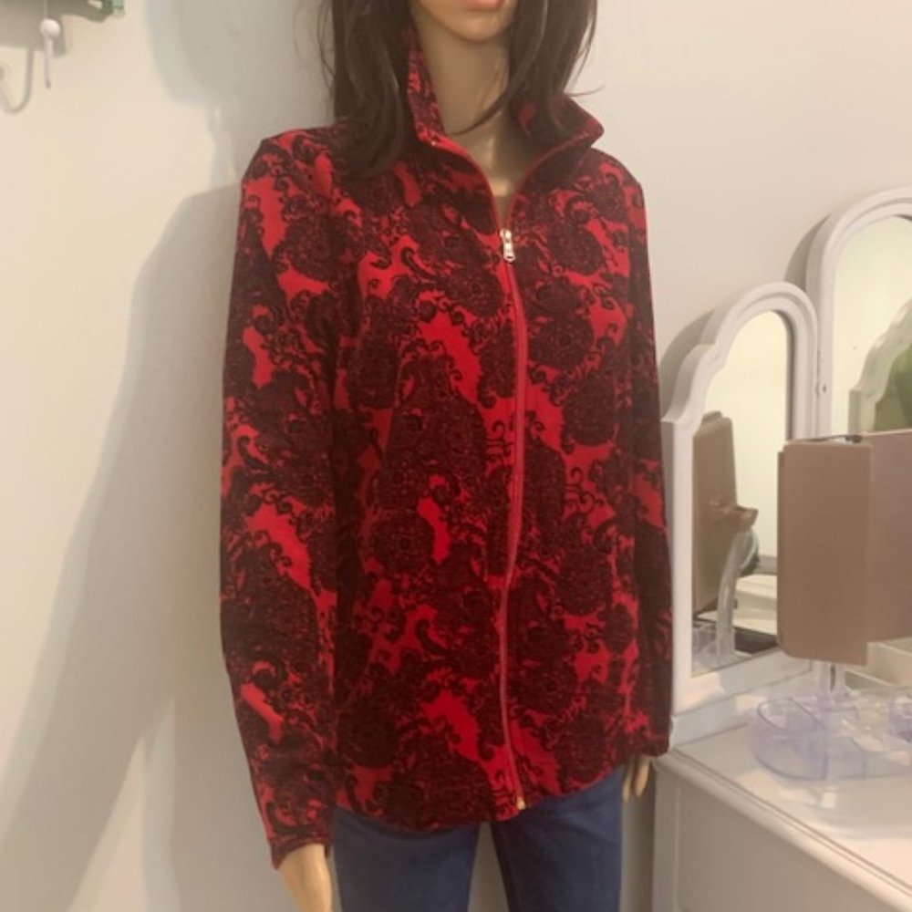 NWT Kim Rogers Velor Zipper Jacket Size Petite Medium